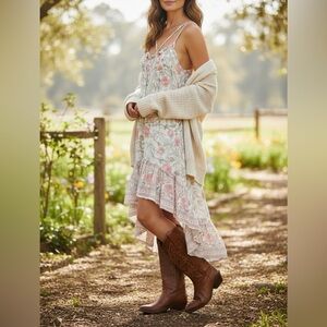 J.NNA Pink‎ Floral Printed Dress Hi Low Boutique NWT small